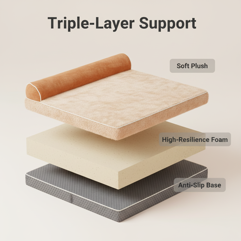 Pressure-Relieving Square Orthopedic Dog Bed