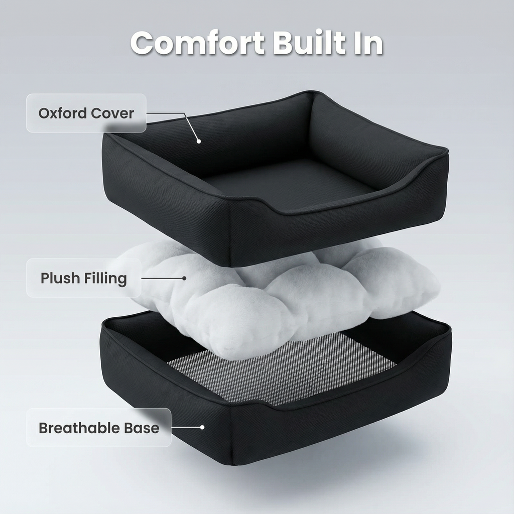 No-Wash Oxford Fabric Orthopedic Dog Bed
