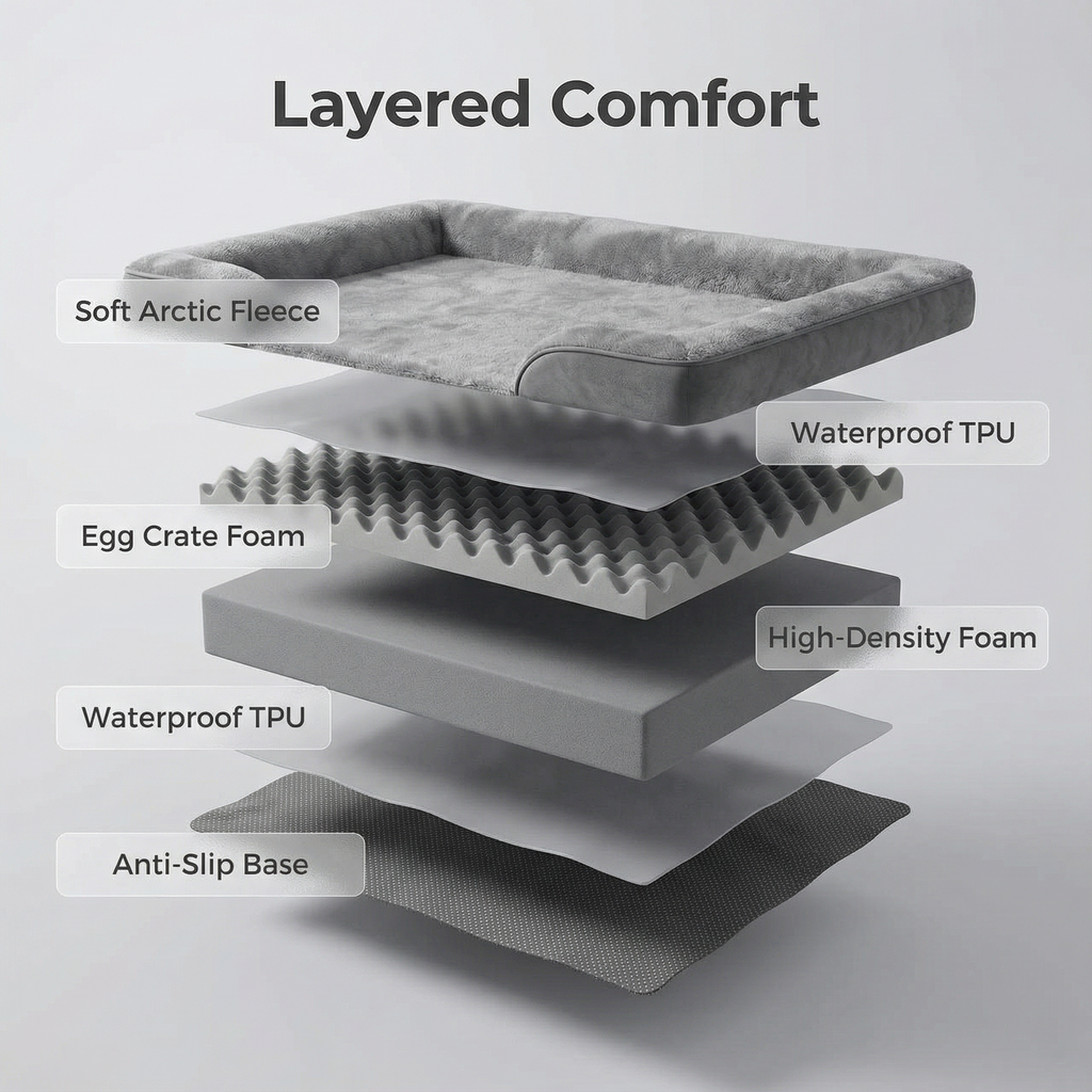 C-Shaped Orthopedic Dog Bed – Waterproof Pet Couch Bed