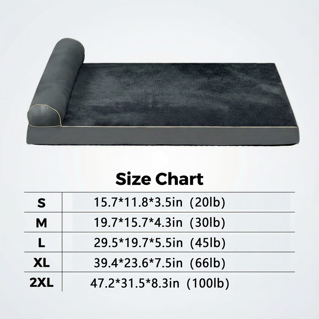Single-Arm Orthopedic Dog Bed – Waterproof Pet Couch Bed