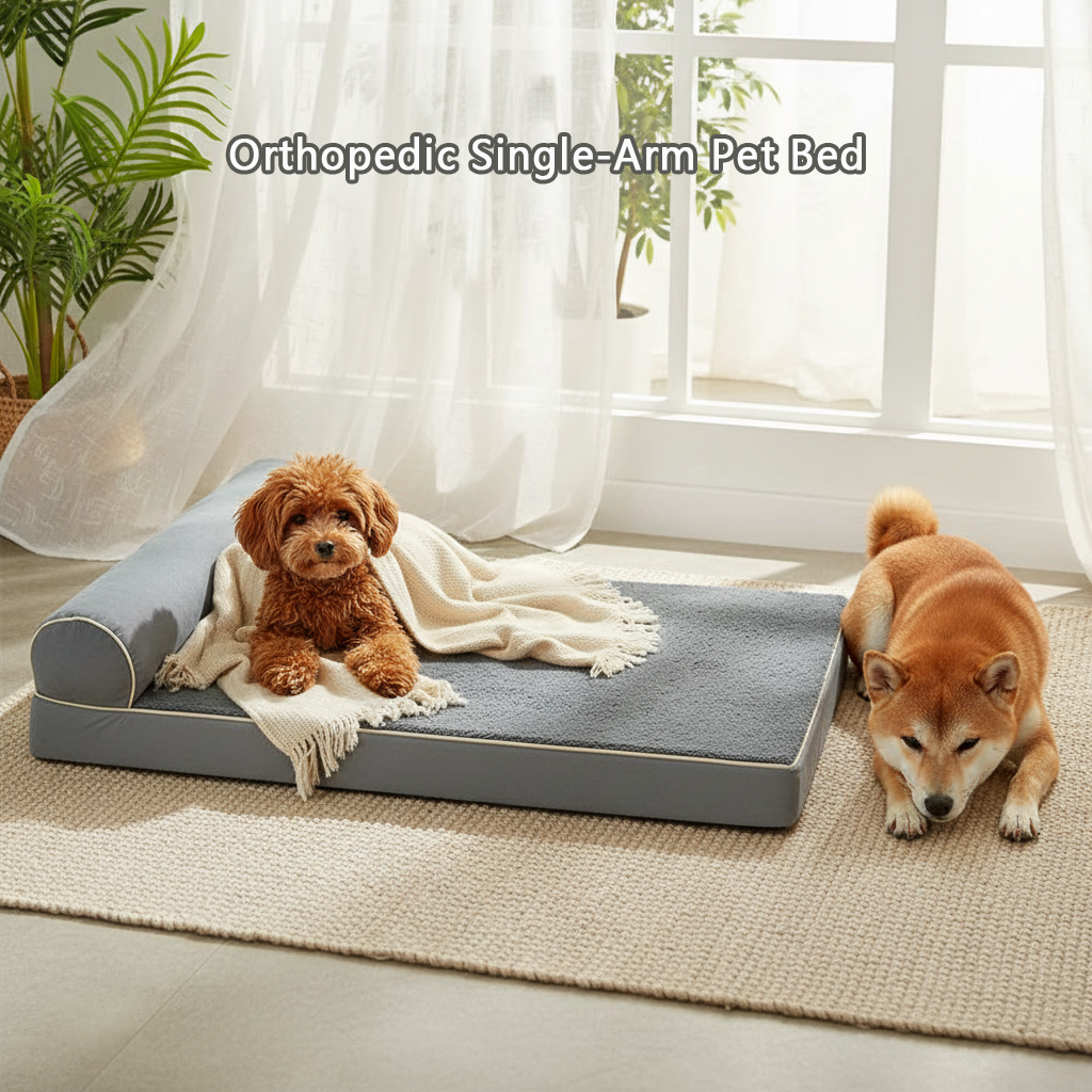 Single-Arm Orthopedic Dog Bed – Waterproof Pet Couch Bed