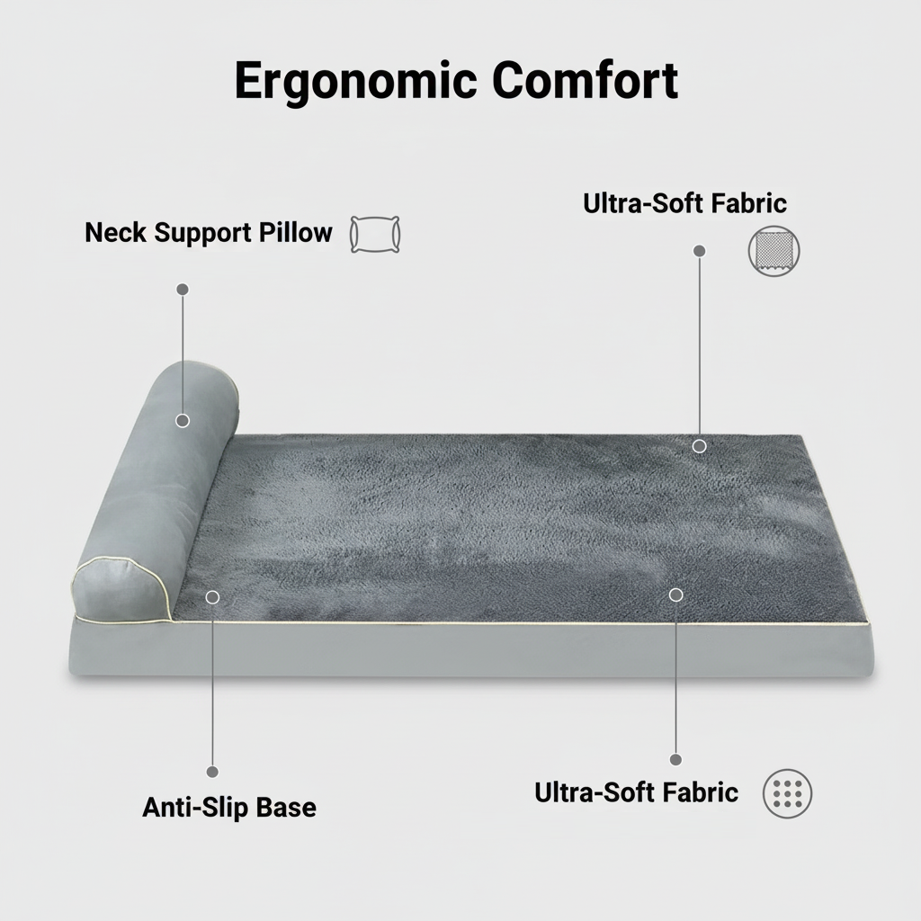 Single-Arm Orthopedic Dog Bed – Waterproof Pet Couch Bed