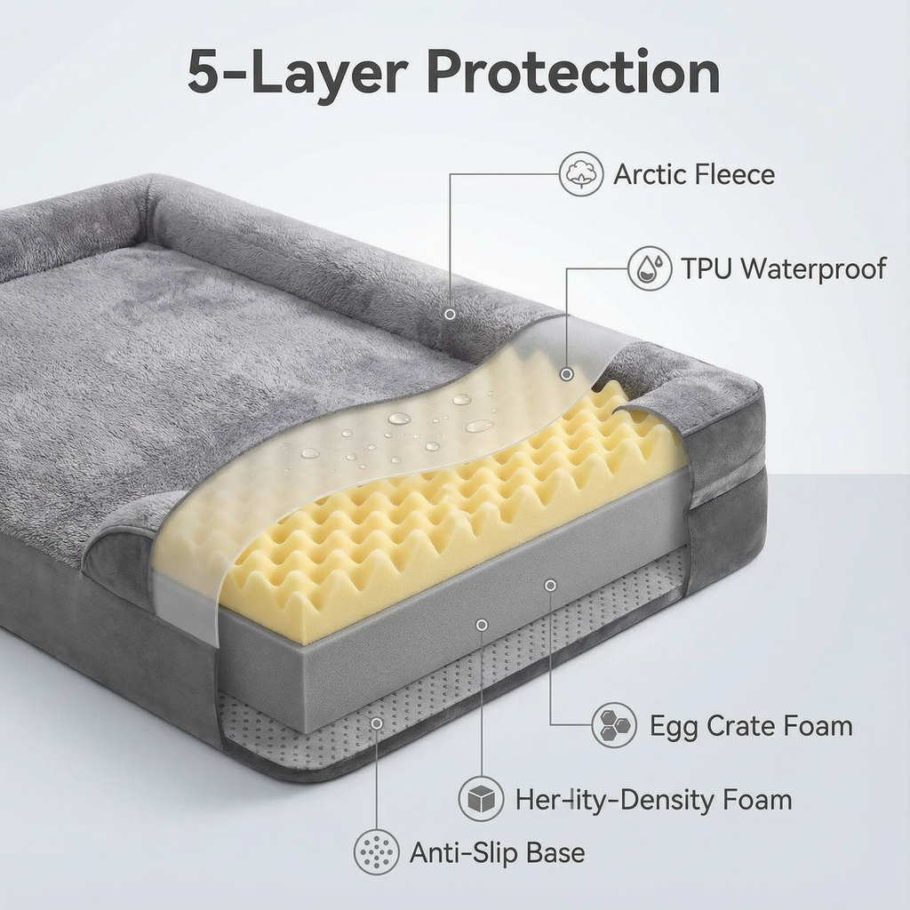 C-Shaped Orthopedic Dog Bed – Waterproof Pet Couch Bed